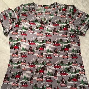 Christmas scrub top